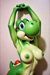 1girls ai_generated breasts dinosaur dinosaur_girl female female_focus female_only furryfarm green_skin mario_(series) nintendo nipples rule_63 solo solo_female solo_focus yoshi