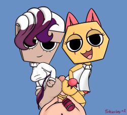 breasts brusha_(dandy's_world) dandy's_world duo feline female pov scraps_(dandy's_world) self_insert tobiastns_(artist) yellow_body