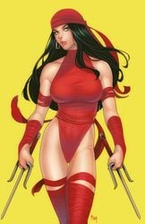 assassin bandana big_breasts black_hair daredevil_(series) elektra_natchios female female_only long_hair marvel ram_art sais solo solo_female solo_focus