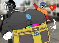 2boys anus ass backsack boombox gold_boombox_(prevence) heart heart_(mad_rat_dead) mad_rat_dead mdraw23 musical_note original_characters public public_nudity tagme thumbs_up twerk twerking twerking_at_viewer