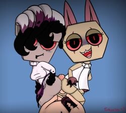 breasts brusha_(dandy's_world) dandy's_world duo feline female pov scraps_(dandy's_world) self_insert tobiastns_(artist) twisted_brusha_(dandy's_world) twisted_scraps_(dandy's_world) yellow_body
