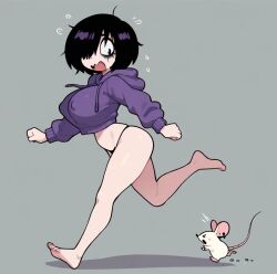 ai_generated black_hair cute cute_face ear_piercing emo female female_focus female_only hot massive_ass massive_breasts medium_hair peircings purple_eyes