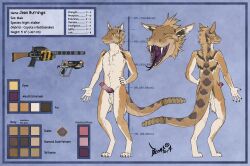 2026 animal_genitalia animal_penis anthro balls blokfort brown_body brown_fur brown_markings brown_scales canid canine canine_genitalia canine_penis canis clothed clothing coyote english_text fallout forked_tongue fur genitals gun handgun hybrid knot male mammal mane markings microsoft model_sheet night_stalker_(fallout) nude open_mouth penis pistol pit_viper purple_mouth ranged_weapon rattle_(anatomy) rattlesnake reptile rifle scales scalie simple_background snake solo teeth text tongue viper weapon yellow_eyes