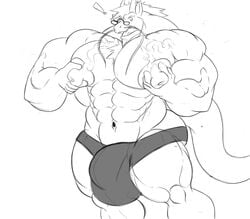 ! 5_fingers anthro asian_mythology balls beard big_balls big_bulge big_muscles big_penis boxers_(clothing) bulge chest_tuft clothing dragon east_asian_mythology eastern_dragon eyewear facial_hair fingers genitals glasses hair horn huge_balls huge_bulge huge_cock huge_muscles hyper hyper_balls hyper_bulge hyper_genitalia hyper_muscles hyper_nipples hyper_penis male male_only monochrome muscular mythology navel nipples open_mouth penis quazy sachiel_666 sketch solo touching_nipples tuft underwear vein veiny_muscles whiskers