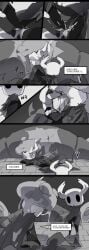2025 2_horns 7_panel_comic against_surface against_wall ambiguous_fluids ambiguous_fluids_pool ambiguous_gender anthro arthropod black_body bodily_fluids bottomless chinese_text cloak clothed clothing clothing_grab cobblestone comic digital_media_(artwork) duo ejaculation eye_wound featureless_feet featureless_hands feet female female/ambiguous foot_fetish foot_on_pussy foot_play footjob genital_fluids gore grey_cloak grey_clothing hand_on_shoulder hi_res holding_melee_weapon holding_object holding_sword holding_weapon hollow_knight_(franchise) horn incest_(lore) infection insects kneeling lost_kin_(hollow_knight) lying melee_weapon nonbinary_(lore) on_side oxide_cat resisting sex shaded shaking sibling_(lore) sibling_incest simple_background simple_shading slime stab stabbed_in_eye standing stepped_on sword sword_in_eye sword_on_ground team_cherry tears text the_knight_(hollow_knight) translation_request tremble_lines trembling vaginal_fluids vaginal_squirting vessel_(species) weapon white_head wounded