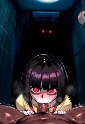 1boy 1girls 2025 absurdly_large_cock ai ai_art ai_generated bathroom big_cock big_penis blowjob blowjob_face blowjob_only blowjob_pov blush bodily_fluids bottomless breath breath_cloud breathing breathing_heavily clothed clothed_female clothed_female_nude_male crazy crazy_eyes crazy_female crazy_smile creepy creepy_face dark-skinned_male dark_background dark_skin deep_blowjob deep_throat deepthroat detailed_background dominant dominant_female domination duo erect_penis erection eyebrows eyelashes eyewear faceless_male female female_focus flat_chest flat_chested genlation ghost ghost_girl hair hairy_penis hanako-san hanako-san_ga_kita hanako_(hanako-san_ga_kita) heavy_breathing huge_cock light-skinned_female light_skin looking_at_partner looking_at_viewer open_eyes out_of_frame out_of_frame_male overalls pale-skinned_female pale_skin penis penis_grab penis_lick penis_on_face penis_out petite petite_body petite_female pov pov_male red_eyes school_uniform schoolgirl schoolgirl_uniform short_hair small_breasts sucking sucking_penis sweat sweatdrop sweating sweaty sweaty_body trembling uncensored yellow_shirt