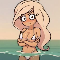 1girls 2d ai_generated angry angry_expression angry_face big_breasts bikini blonde_hair bra breasts brown_eyes cleavage clothed clothed_female coco_schoppenboer color crossed_arms duplicate eyebrows_visible_through_hair female female_only full_color large_breasts long_hair looking_at_viewer non-nude ocean ongezellig partially_submerged partially_underwater_shot posted_it_again_award red_eyes solo standing_in_water staring_at_viewer swimwear tagme_(artist) underwater unknown_artist upset water