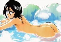 1girls accurate_art_style accurate_body_type ai-created ai_art ai_generated arched_back armpit ass ass_focus back bare_arms bare_ass bare_back bare_breasts bare_shoulders bathing big_ass black_hair bleach breasts cel_shading completely_nude completely_nude_female female female_focus female_only full_color gnomro hair_between_eyes head_turned high_resolution highres hot_spring in_water kuchiki_rukia large_ass large_filesize leaning_forward line_art looking_at_viewer manga_style nude nude_female onsen outdoors parted_lips partially_submerged prone_position purple_eyes relaxing rock shiny_hair short_hair shoulder_length_hair side_view sideboob small_breasts solo solo_female solo_focus steam steam_clouds sweatdrop three-quarter_view tite_kubo_style v-shaped_eyebrows water wet wet_body wet_skin widescreen