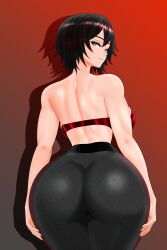 1girls ass breasts female female_focus female_only large_ass light-skinned_female light_skin looking_at_viewer looking_back ruby_rose rwby solo thick_thighs thighs wide_hips yojimbra