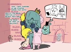 1futa 1girls 2d 2d_(artwork) artist_upload blowjob boo_(mario) bunny_girl clothed_futa_nude_female clueless_male crown deepthroat defeated dickgirl domination forced_oral forced_yuri futa_on_female futa_yuri futanari ghost ghost_girl grabbing_hair henchmen holding holding_phone king_boo mario_(series) nintendo oc oral oral_rape phone princess princess_boo_(psychone) princess_peach psychone rape raped_by_futa raped_by_monster self_upload shocked squinting talking_on_phone text throne throne_room toad_(mario) toadsworth