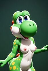 1girls ai_generated breasts dinosaur dinosaur_girl female female_focus female_only furryfarm green_skin mario_(series) nintendo nipples rule_63 solo solo_female solo_focus yoshi