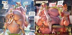 anal_vore bbw bigbig blonde_female blonde_hair blush bondage crown dialogue earrings elf elf_ears elf_female elf_girl eyeshadow fat_ass fat_female female_pred female_prey growth heels huge_ass huge_breasts huge_butt human human_female imminent_vore interrogation large_areolae massive_ass massive_breasts massive_thighs milf mini_giantess multiple_prey nose_piercing painted_nails prey_outline red_hair sideboob sitting size_difference skimpy skimpy_clothes skimpy_outfit skindentation swallowed_whole sweat sweatdrop sweating thick_ass thick_butt thick_legs thick_thighs vore vore_belly wedgie