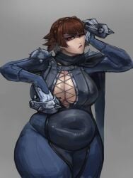 1girls belly belly_button big_breasts big_thighs breasts brown_hair chubby chubby_belly chubby_female cleavage cleavage_window female female_only huge_breasts huge_thighs large_breasts love_handles makoto_niijima massive_thighs megami_tensei persona persona_5 pirozhok pudgy_belly red_eyes round_belly sexy_belly sexy_tummy short_hair thick_thighs tummy tummy_bulge voluptuous voluptuous_body voluptuous_female wide_hips wide_thighs