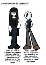 black_corset comic_page dark_blue_dress dominant_female henry_stickmin henry_stickmin_(game) idk_what_to_tag_it information introduction jonathanxp morgana_moreau_(jonathanxp) no_sex_(yet) oc_x_canon ocxcanon stickman submissive_male white_background white_body