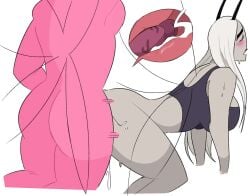 2girls all_fours big_ass big_breasts blush blushing_female cum_in_ass cum_in_pussy cum_inside doggy_style futanari grey_skin half-dressed half_naked half_nude idolomantises lesbian lesbian_sex moan moaning moth nude nude_female nudity pantsless pink_penis pink_skin sweat sweating sweaty tagme thrusting topwear white_hair yuri