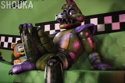 3d 3d_(artwork) alligator alligatorid animatronic anthro balls big_balls big_penis chair claws crocodilian digital_media_(artwork) five_nights_at_freddy's five_nights_at_freddy's:_security_breach furniture genitals green_body hair hand_on_knee hand_on_leg hi_res indoor_nudity inside leaning leaning_backward looking_at_viewer machine male male_only mohawk montgomery_gator_(fnaf) on_chair on_model on_sofa penis plushie purple_feet raised_leg red_hair reptile robot scalie scottgames segmented_body segmented_penis sharp_teeth shoukaart sitting sitting_on_chair sitting_on_sofa sofa solo source_filmmaker_(artwork) steel_wool_studios teeth watermark
