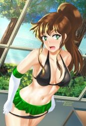 1girls bishoujo_senshi_sailor_moon breasts brown_hair female fuzzlogik green_eyes light-skinned_female light_skin magical_girl makoto_kino ponytail toei_animation