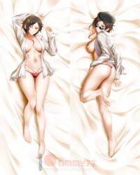 1girls areolae ass ass_cleavage barefoot big_breasts breasts butt_crack cleavage coco_adel dakimakura feet female female_only kimmy77 large_breasts looking_at_viewer looking_over_eyewear looking_over_glasses nipples rwby soles solo sunglasses tinted_eyewear toes