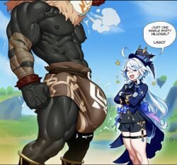 1boy 1girls 2d abs ahoge ai_generated ai_text balls bandage belt big_balls big_bulge big_cock big_penis big_testicles bigger_male blue_hair bow bracelet bulge clenched_hand closed_eyes clothes clothing cock crossed_arms dark-skinned_male dark_skin english english_text erect_penis erection erection_under_clothes erection_under_clothing female footwear furina_(genshin_impact) genshin_impact gigantic_balls gigantic_cock gigantic_penis gigantic_testicles gloves hair_between_eyes hat height_difference hilichurls_(species) huge_balls huge_bulge huge_cock huge_testicles imminent_rape imminent_sex large_balls large_cock large_penis large_testicles long_hair looking_at_another looking_down male male/female mask massive_balls massive_cock massive_penis massive_testicles multicolored_hair muscles muscular muscular_male onilapper open_mouth outdoors penis penis_bulge shirtless shorter_female shorts size_difference sky smaller_female smile spiked_bracelet spikes star taller_male testicles text thighs top_hat twitching two-tone_hair vein veins veiny_arms white_hair