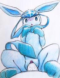 1boy 1girls 3_toes big_ears black_nose blue_body blue_eyes blue_fur blue_paws blush clitoris colored_pencil_(artwork) duo ears_up eeveelution eiroru eye_contact feet female female_focus female_on_top female_penetrated feral first_person_view flat_chest fur furry glaceon hi_res human human_on_feral interspecies larger_male leg_markings long_ears looking_at_viewer male male_penetrating male_penetrating_female markings nintendo no_nipples on_top open_mouth paws penetration penis pokémon_(species) pokemon pokemon_(species) pokemon_dppt pussy sex size_difference sketch smaller_female snout socks_(marking) solo_focus spread_legs spreading toes tongue traditional_media_(artwork) vaginal_penetration video_games wet wide_eyed