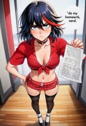 ai ai_generated classroom demanding dumb_girl homework kill_la_kill matoi_ryuuko school_uniform schoolgirl slutty
