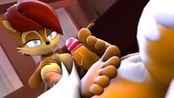 3d breasts feet female footjob penis sally_acorn sega sonic_(series) sonicthebitch tails