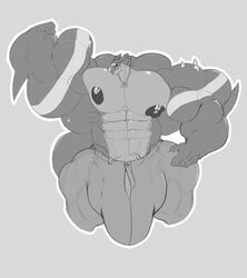 anthro anthrofied balls big_balls big_bulge big_muscles big_penis bottomwear bulge clothed clothing erection flexing garchomp genitals grin hi_res huge_balls huge_bulge huge_cock huge_muscles hyper hyper_balls hyper_bulge hyper_genitalia hyper_muscles hyper_penis male male_only monochrome muscular nintendo nipples pants penis pokémon_(species) pokemon pokemon_(species) sachiel_666 smile solo topless vein veiny_penis video_games