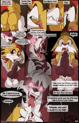 1boy 1girls amber_(fuf) anal anthro anthro_on_feral anthrofied barbed_penis bodily_fluids comic dialogue drooling duo english_text female fennekin feral fuf fur furry glowing glowing_eyes hi_res humanoid_genitalia humanoid_penis interspecies knot larger_male lycanroc male midnight_lycanroc nintendo oral original_character page_62 patreon penis pokémon_(species) pokemon pokemon_(species) pokemon_rgby pokemon_sm pokemon_xy rape_face rimjob saliva size_difference smaller_female testicles text url video_games watermark wet yellow_body yellow_fur