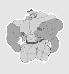 anthro balls behemoth belt big_balls big_bulge big_muscles big_penis bottomwear bulge clothing fangs final_fantasy flexing generalarma genitals grin hi_res huge_balls huge_bulge huge_cock huge_muscles hyper hyper_balls hyper_bulge hyper_genitalia hyper_muscles hyper_penis male male_only monochrome muscular navel nipples pants penis sachiel_666 shirt smile solo square_enix topwear vein veiny_muscles video_games