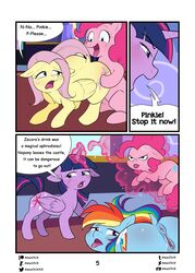 absurd_res alicorn amaichix anus ass ass_up bodily_fluids comic deviantart_username dialogue earth_pony english_text equid equine female female/female feral fluttershy_(mlp) friendship_is_magic furaffinity_username furry genital_fluids genitals group hi_res horn horse inkbunny_username love_potion lust_in_a_glass mammal my_little_pony page_5 patreon_username pinkie_pie_(mlp) pony pterippus pussy pussy_juice rainbow_dash_(mlp) text tumblr_username twilight_sparkle_(mlp) twitter_username wings yuri