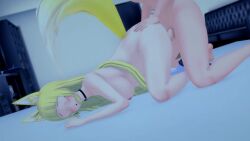 1boy 1girls 3d all_fours ambiguous_penetration animated ass_grab big_ass big_breasts blush closed_eyes completely_nude_female completely_nude_male doggy_style dungeon_ni_deai_wo_motomeru_no_wa_machigatteiru_darou_ka female female_focus from_behind haruhime koikatsu male no_sound tagme video