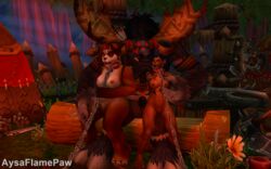 16:10 2020 3d anthro aysaflamepaw bdsm blizzard_entertainment bovid bovine breasts camp campfire chain chained chains clothed clothing collar collared dark-skinned_female dark_skin female fur group hair hi_res male male/female mammal metal_chain metal_collar nipples nude open_mouth orc orc_female pandaren pandaren_female straight tauren tauren_male tent ursid video_games warcraft watermark widescreen