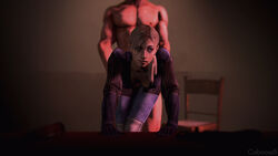 3d bent_over blonde_hair blue_eyes bored bored_sex breasts chair cleavage clothed_female_nude_male clothed_sex crossed_legs disappointed disappointing disappointing_sex disinterested disinterested_sex doggy_style emotionless emotionless_sex from_behind from_behind_position highres jill_valentine jill_valentine_(blonde) jill_valentine_(julia_voth) nude ponytail resident_evil resident_evil_5 source_filmmaker standing standing_sex unamused unamused_sex unenthusiastic unenthusiastic_sex unsatisfied