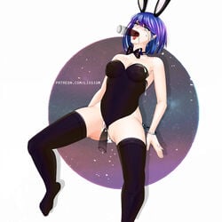 1girls 2boys absurdres ahe_gao animal_ears azur_lane blue_eyes blue_hair blush bondage bunny bunny_ears chains chapayev_(azur_lane) cum cum_in_pussy cum_on_body cum_on_upper_body disembodied_penis female gangbang group_sex highres lixsium mouth multiple_penises nipples penis sex short_hair sitting straddling straight vaginal_penetration