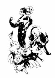 alolan_form alolan_marowak bara dc dc_comics dick_grayson evinist hawlucha luxray male male_focus male_only marowak mime_jr. nightwing phanpy pokemon pokemon_team rowlet superhero_costume tagme