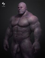 1boy 3d alien bald bara body_hair dilf foreskin humanoid humanoid_penis jc-soto jc_soto male male_only marvel marvel_comics muscles nude penis solo thanos uncircumcised uncut veiny_penis yaoi