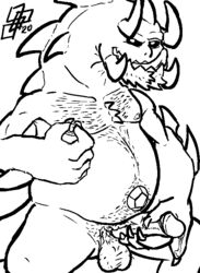 aliasing alien alien_humanoid animal_humanoid anthro balls black_and_white bodily_fluids cartoon_network cerdeorhys chubby_male gem gem_(species) genital_fluids genitals hairy humanoid humanoid_genitalia humanoid_penis hybrid kaiju line_art male male_only masturbation monochrome monster_steven nipple_fetish nipple_play nipples penis precum scalie scalie_humanoid solo steven_quartz_universe steven_universe tongue tongue_out