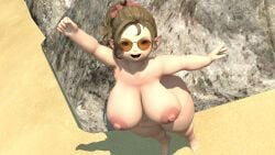 beach ffxiv final_fantasy_xiv gpose(ffxiv) gpose_(ffxiv) krile krile_(ffxiv) krile_mayer_baldesion_(ff14) lalafell ponytail shortstack sunglasses