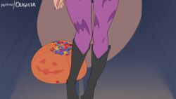 animated anthro areola areolae armwear artist_name belly_button big_breasts blinking blue_eyes boob_window bouncing_breasts breast_jiggle breast_squish breasts candy canine canine_humanoid capcom cleavage cleavage_cutout clothing cosplay darkstalkers door_mat eyebrows eyebrows_visible_through_hair eyelashes female female_only flashing fox hair_over_one_eye halloween hand_on_hip hand_on_leg large_breasts leotard leotard_pull looking_at_viewer looking_away mammal mammal_humanoid marie_(oughta) morrigan_aensland_(cosplay) nipples original original_character oughta patreon pulling_clothing pumpkin pumpkin_basket red_nails removing_clothing smiling smiling_at_viewer smooth_animation solo solo_female sound sound_edit sound_effects source_request standing tagme tail_wagging tan_body tan_tail teeth teeth_showing undressing video white_hair white_sclera wings