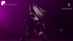 16:9 2girls 3_toes 3d 4_fingers animated animatronic anthro ass ass_focus black_gloves black_legwear black_nose black_panties black_shirt breasts breasts_out clothed crossover dance ear_ring feet female_only five_nights_at_freddy's furry furry_ass furry_breasts furry_ears furry_female furry_only furry_tail glowing green_claws green_hair grey_body grey_skin hair hand_on_leg hand_on_own_thigh hand_on_thigh helluva_boss leg_warmers legwear long_hair loona_(helluva_boss) machine open_mouth patreon pawpads paws purple_areola purple_clothing purple_leg_warmers purple_legwear pussy red_eyes ring_piercing robot robot_anthro robot_girl roxanne_wolf roxanne_wolf_(fnaf) sfm sharp_teeth song sound source_filmmaker source_filmmaker_(artwork) strip_dance stripes tagme tail teeth toes unclothed video white_body white_hair white_skin wolf wolf_ears wolf_girl wolf_tail