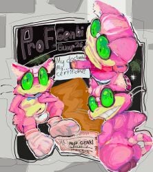 anthro ass belly blue_bow_tie bow_tie bulge clothing digital_drawing_(artwork) digital_media_(artwork) domestic_cat english_text eyewear felid feline felis footwear genitals glasses guddlegump hi_res male mammal multiple_poses penis pose poster presenting presenting_hindquarters professor_genki saints_row simple_background socks solo speech_bubble tail text ticket underwear watermark