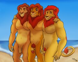 3boys anthro balls casual_nudity circumcised disney father felid feline flaccid gay genitals grandfather grandparent incest kion lion male male/male male_only mammal mane mufasa muscular muscular_male nude nude_beach pantherine parent penis pickles-hyena simba son the_lion_guard the_lion_king uncut yaoi