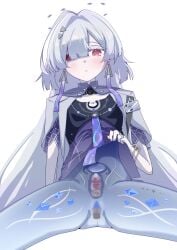 :o absurdres albino arm_at_side ass_visible_through_thighs beef_stroganof blue_pussy bottomless bracelet breasts censored clothes_lift colored_eyelashes colored_pussy commentary_request cowboy_shot crystal_shards cum cum_in_pussy deep_penetration disembodied_penis earrings emotionless_sex expressionless female gold_bracelet gold_ring gradient_clothes gradient_shirt hair_intakes hair_ornament hair_over_one_eye halo highres id_card internal_cumshot jacket jellyfish_cut jewelry large_variant_set leg_tattoo lifting_own_clothes light_blush long_hair looking_at_viewer missionary mornye_(wuthering_waves) mosaic_censoring open_clothes open_jacket pale_skin parted_lips partial_commentary penis purple_shirt pussy red_eyes ring see-through_body sex shirt shirt_lift short-sleeved_jacket short_sleeves simple_background sitting small_breasts solo_focus spread_legs straight tacet_mark_(wuthering_waves) tattoo thighs triangle_earrings triangle_hair_ornament uterus vaginal_penetration variant_set very_long_hair white_background white_eyelashes white_hair white_jacket wuthering_waves x-ray