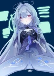 :o absurdres after_vaginal albino arm_at_side ass_visible_through_thighs beef_stroganof blue_pussy bottomless bracelet breasts censored clothes_lift colored_eyelashes colored_pussy commentary_request cowboy_shot crystal_shards cum cum_in_pussy cumdrip earrings expressionless female gold_bracelet gold_ring gradient_clothes gradient_shirt hair_intakes hair_ornament hair_over_one_eye halo highres id_card internal_cumshot jacket jellyfish_cut jewelry large_variant_set leg_tattoo lifting_own_clothes light_blush long_hair looking_at_viewer mornye_(wuthering_waves) mosaic_censoring open_clothes open_jacket pale_skin parted_lips partial_commentary presenting presenting_pussy purple_shirt pussy red_eyes ring see-through_body shirt shirt_lift short-sleeved_jacket short_sleeves simple_background sitting small_breasts solo spread_legs tacet_mark_(wuthering_waves) tattoo thighs triangle_earrings triangle_hair_ornament uterus variant_set very_long_hair white_eyelashes white_hair white_jacket wuthering_waves x-ray