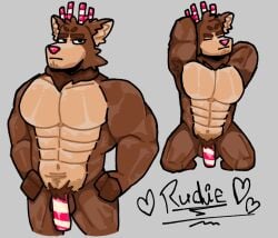anthro bara dandy's_world deer furry furry_male furry_only male male_only muscular no-human no_human no_humans non-human non-human_only patterned_penis reindeer rudie rudie_(dandy's_world) solo solo_male striped_penis tagme