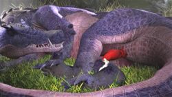 3d ark_survival_evolved barlu closed_eyes crocodile crocodilian crocodylid crocodylomorph dinosaur erection feral genitals grass hi_res kaprosuchus male male_only penile penis reptile scales scalie sleeping solo source_filmmaker teeth video_games