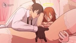 2boys angel_devil_(chainsaw_man) animated chainsaw_man erect_penis erection femboy fingering fingering_ass fingering_partner gay gay_male halo hayakawa_aki loop luckylui male_only penis red_hair testicles thighhighs thighs wings yaoi