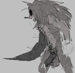 1boy anthro anthro_only big_penis cum cum_drip cum_dripping_from_penis furry hedgehog hedgehog_humanoid kolossos outcome_memories penis penis_out solo solo_male sonic.exe_(series) tagme