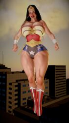 3d 3d_(artwork) 3d_model 3d_render amazon athletic athletic_female big_breasts big_lips bikini_armor bimbo bimbo_body bimbo_lips bimbofication bracelet bursting_breasts city cityscape cloud clouds comic curvaceous curvy curvy_figure dc dc_comics dcau demigoddess evening floating flying garycamehome goddess hanging_breasts huge_breasts lasso_of_truth levitation muscular muscular_female overflowing_breasts pinup superhero superheroine thick_thighs tiara virtamate voluptuous voluptuous_female wallpaper wide_hips wonder_woman wonder_woman_(series)