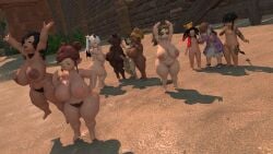 big_areola big_ass big_breasts big_nipples big_penis big_thighs bush female_pubic_hair ffxiv final_fantasy_xiv gpose(ffxiv) gpose_(ffxiv) group group_picture huge_areolae huge_ass huge_breasts huge_cock inverted_nipples krile_(ffxiv) krile_mayer_baldesion_(ff14) lalafell momodi_modi pubes shortstack stretching